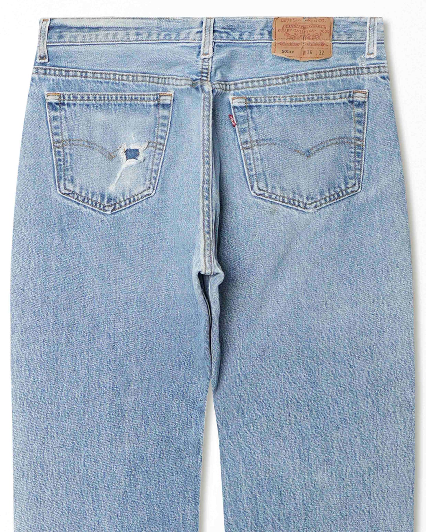 LEVI'S 501XX LIGHT WASH STAINED JEANS