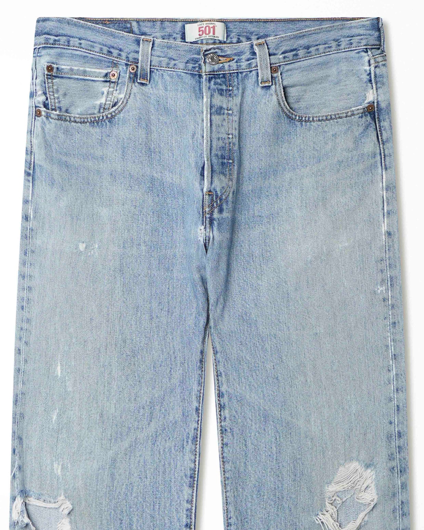 LEVI'S 501 LIGHT WASH DISTRESSED JEANS