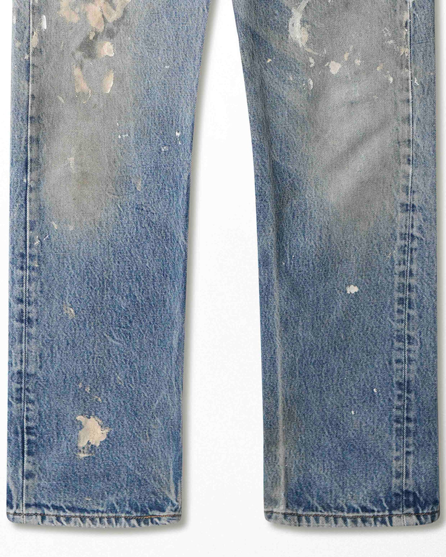 LEVI'S 501 MID-WASH STAINED DISTRESSED JEANS