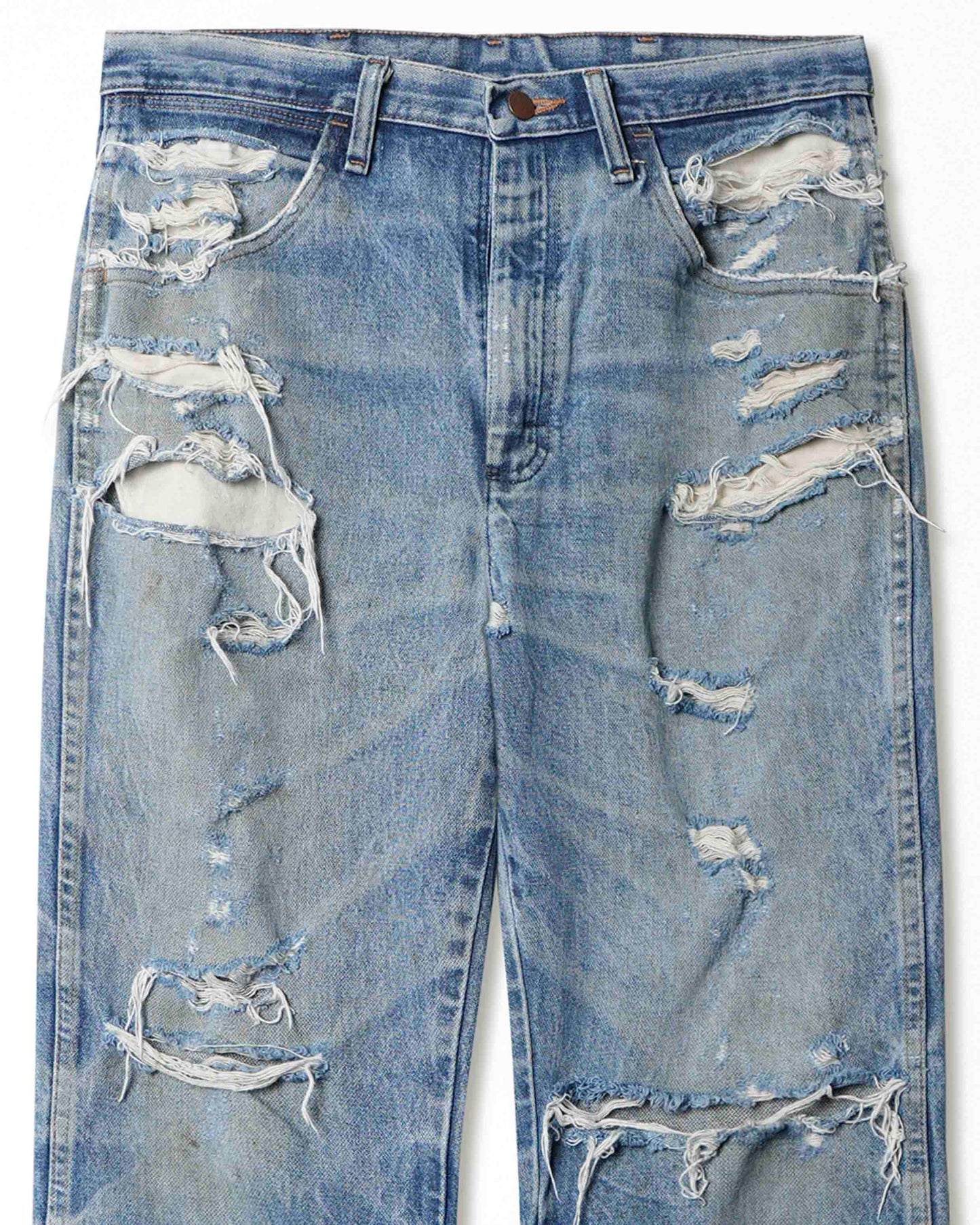 WRANGLER MID-WASH DISTRESSED JEANS