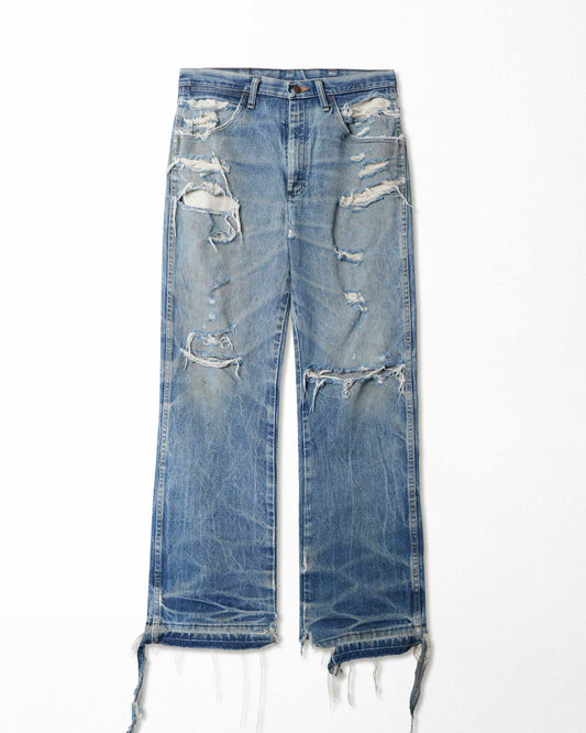 WRANGLER MID-WASH DISTRESSED JEANS
