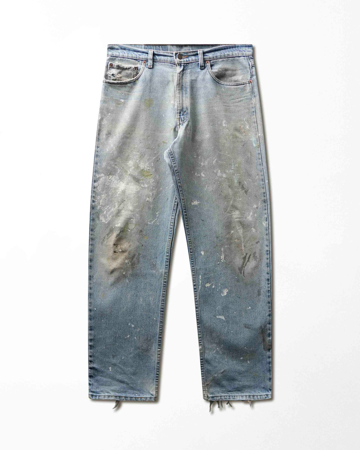 Vintage Levi's 555 Light Wash Paint Stained Distressed Jeans - product view 1