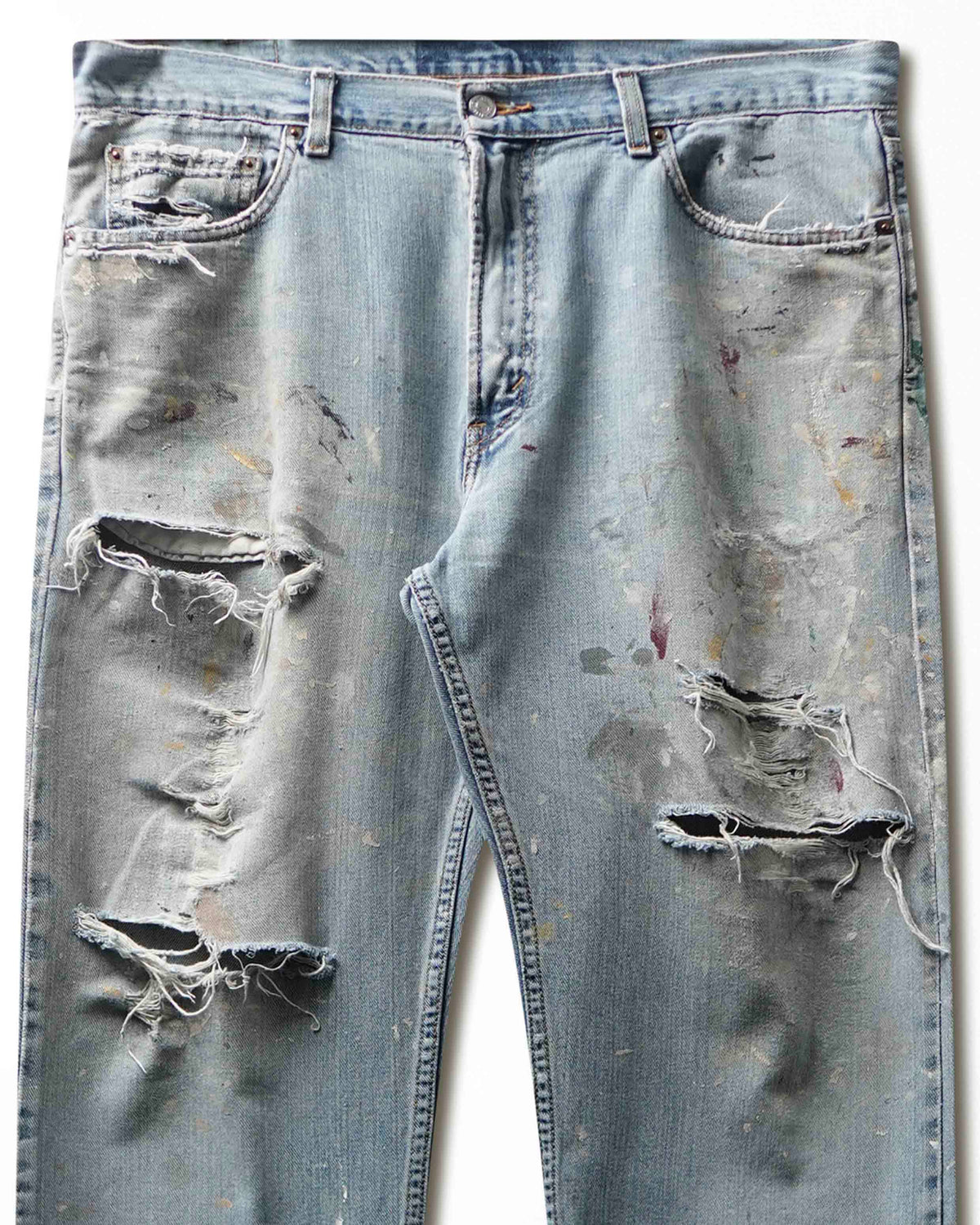 Vintage Levi's 505 Light Wash Ripped Stained Jeans - product view 2