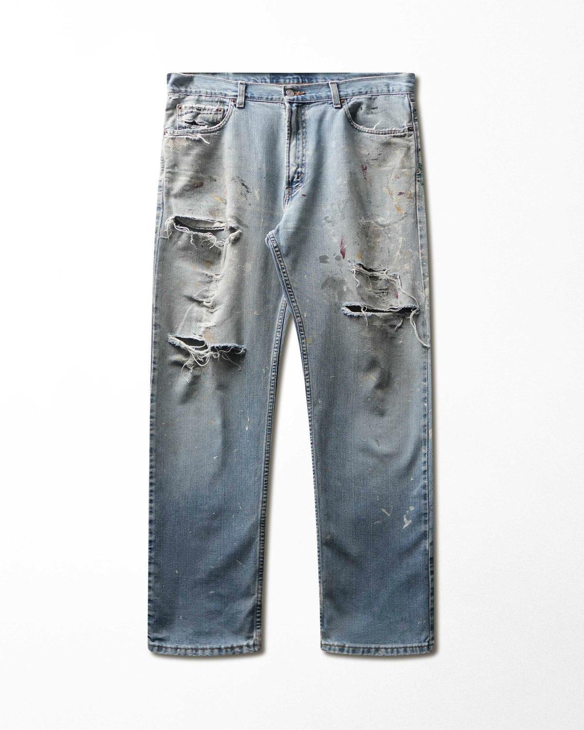 Vintage Levi's 505 Light Wash Ripped Stained Jeans - product view 1
