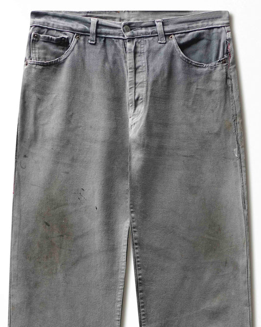 Vintage Levi's 501 Grey Wash Faded Stained Jeans - product view 2