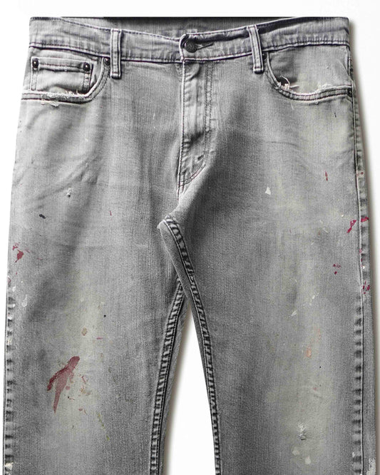 Vintage Levi's 501 Grey Wash Stained Jeans - product view 2