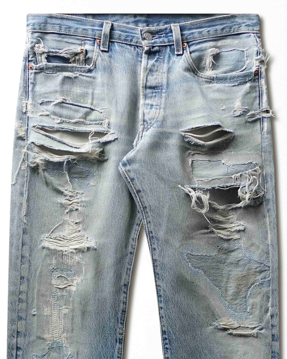 Vintage Levi's 501 Light Wash Destroyed Jeans - product view 2