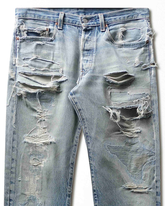 Vintage Levi's 501 Light Wash Destroyed Jeans - product view 2