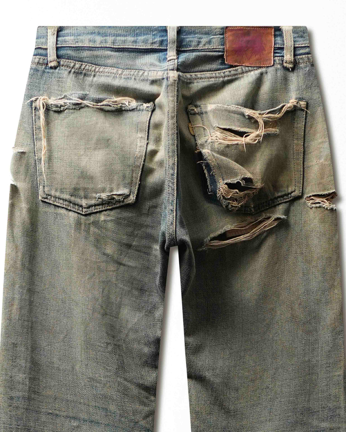 Vintage Dope & Drakkar Blue Faded Stained Destroyed Jeans - product view 5