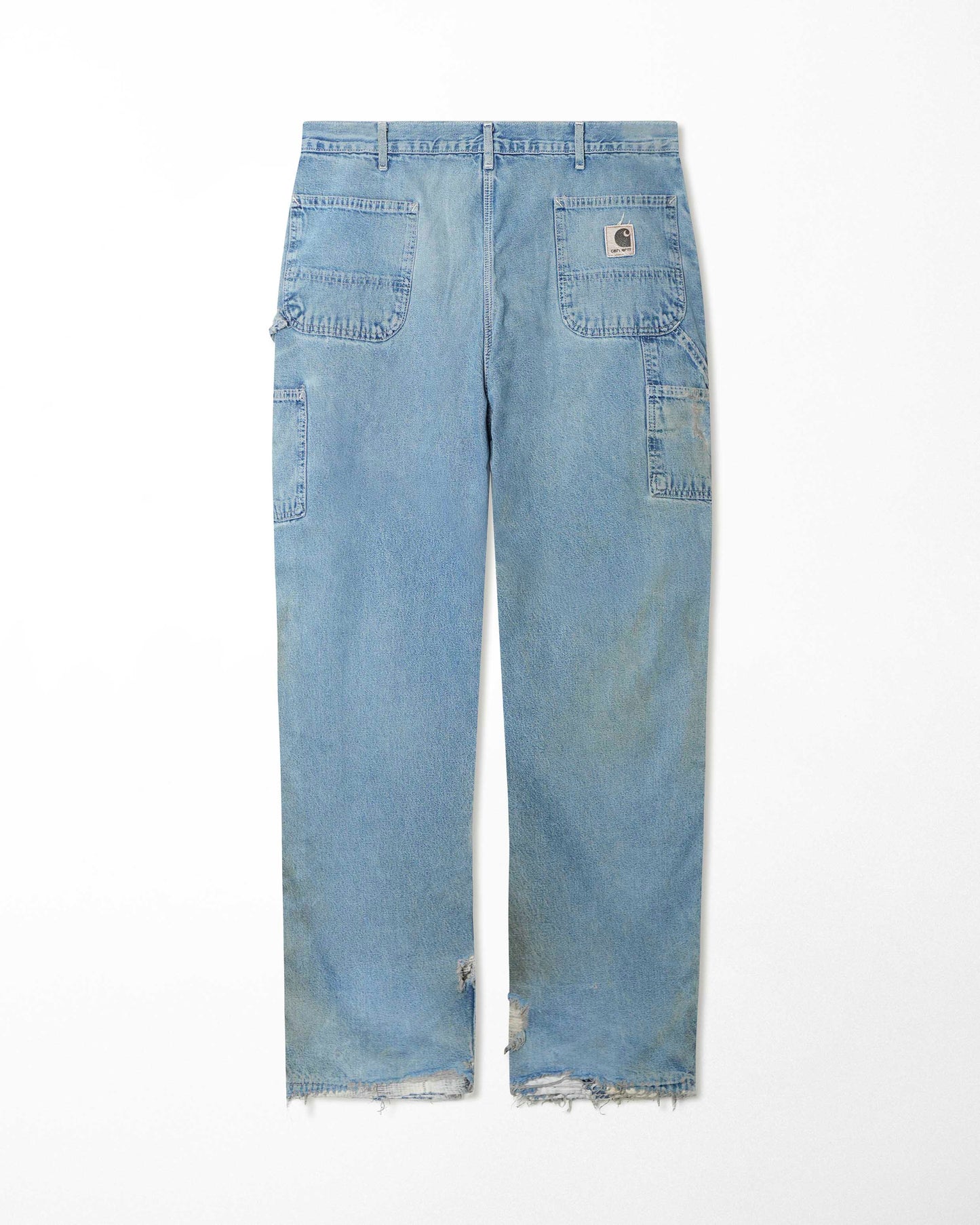 CARHARTT LIGHT-WASH DENIM DISTRESSED LINED PANTS