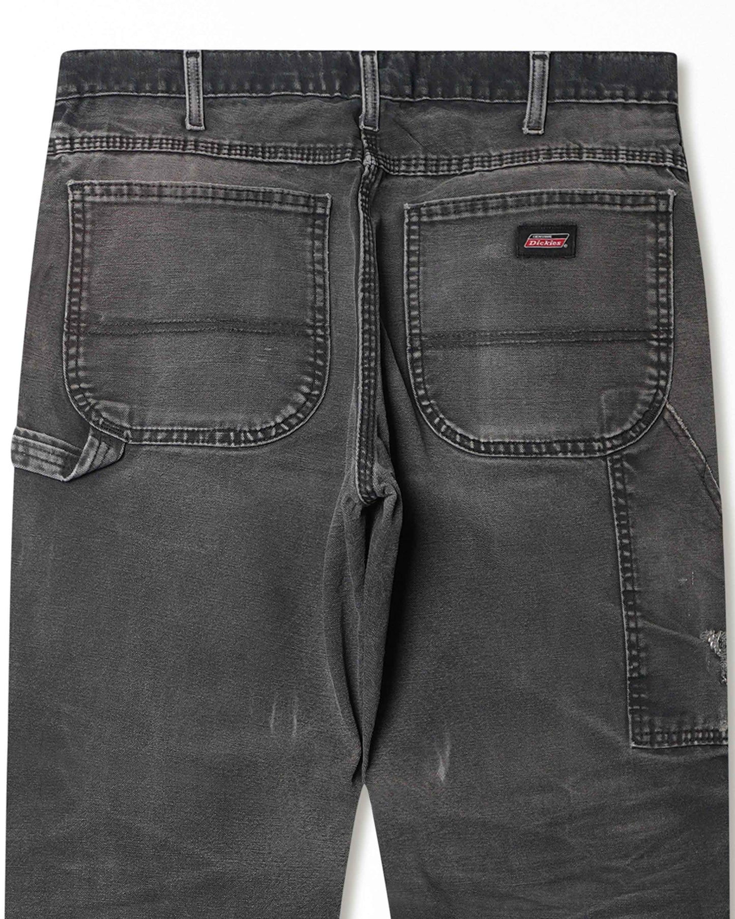 DICKIES BLACK FADED DISTRESSED CARPENTER PANTS