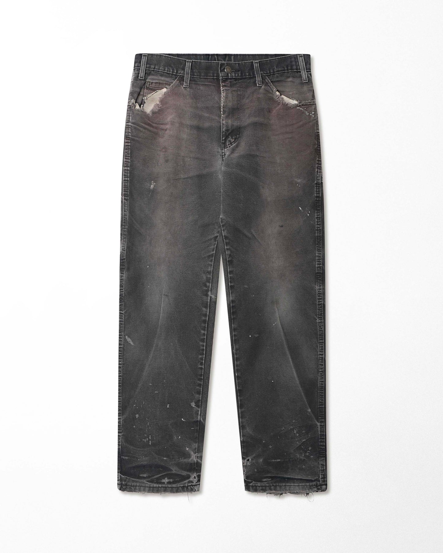 DICKIES BLACK FADED DISTRESSED CARPENTER PANTS