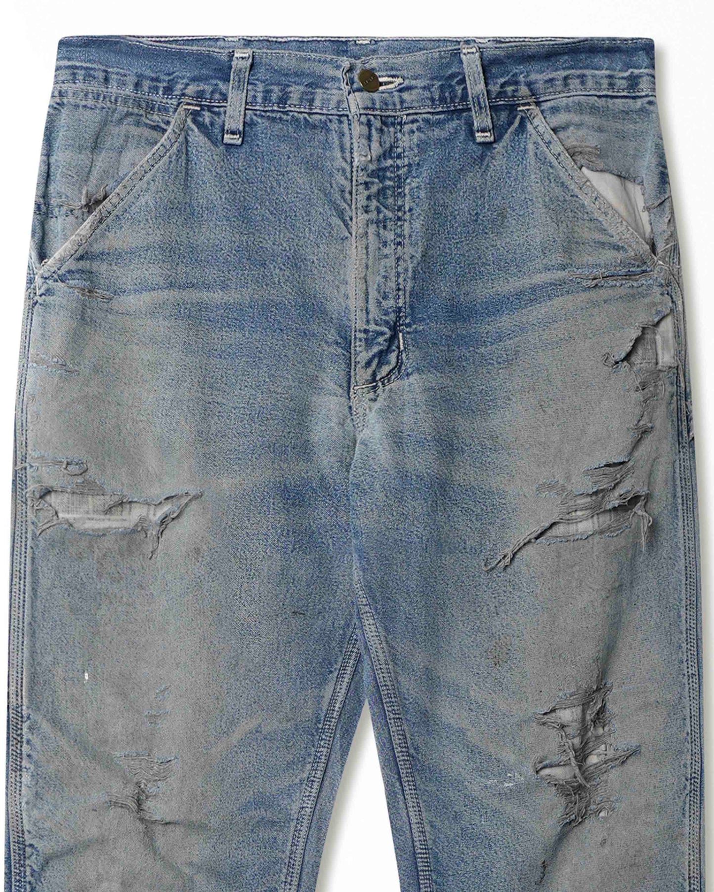 CARHARTT LIGHT BLUE FADED STAINED DISTRESSED LINED PANTS