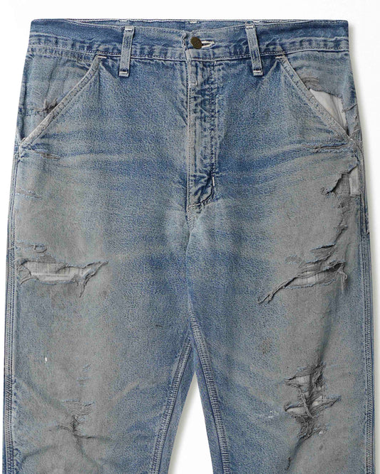 CARHARTT LIGHT BLUE FADED STAINED DISTRESSED LINED PANTS