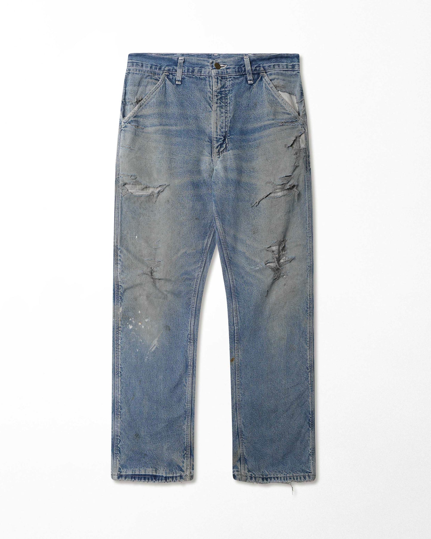 CARHARTT LIGHT BLUE FADED STAINED DISTRESSED LINED PANTS