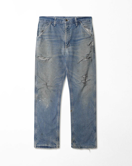 CARHARTT LIGHT BLUE FADED STAINED DISTRESSED LINED PANTS