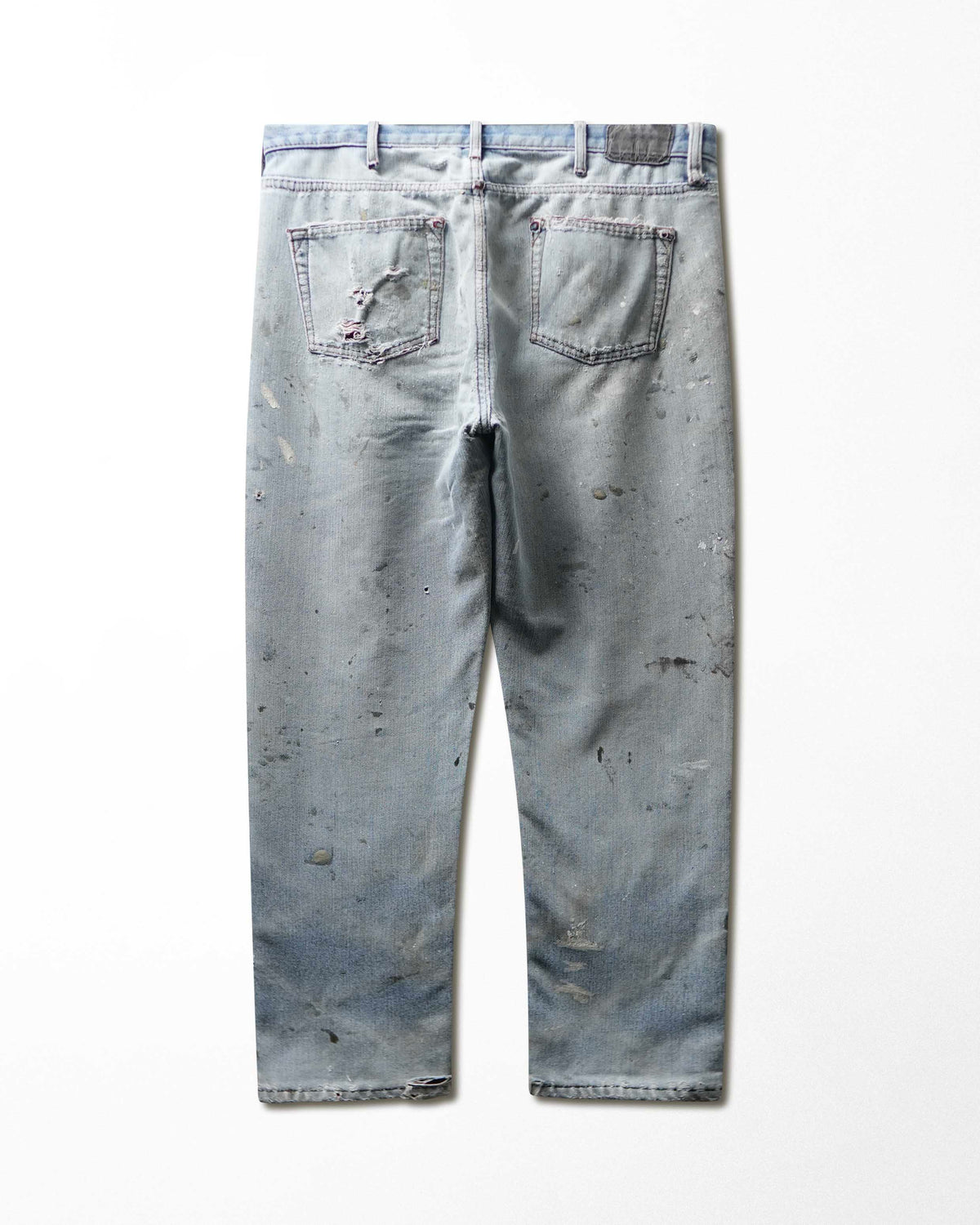 Vintage Eddie Bauer Light Wash Plaid Lined Thrashed Jeans - product view 4