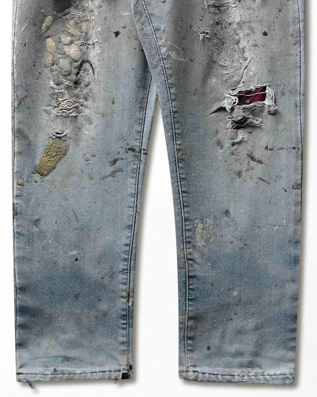 Vintage Eddie Bauer Light Wash Plaid Lined Thrashed Jeans - product view 3