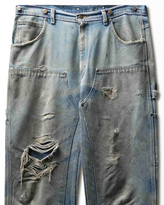 Vintage Key Light Wash Distressed Double Knee Pants - product view 2