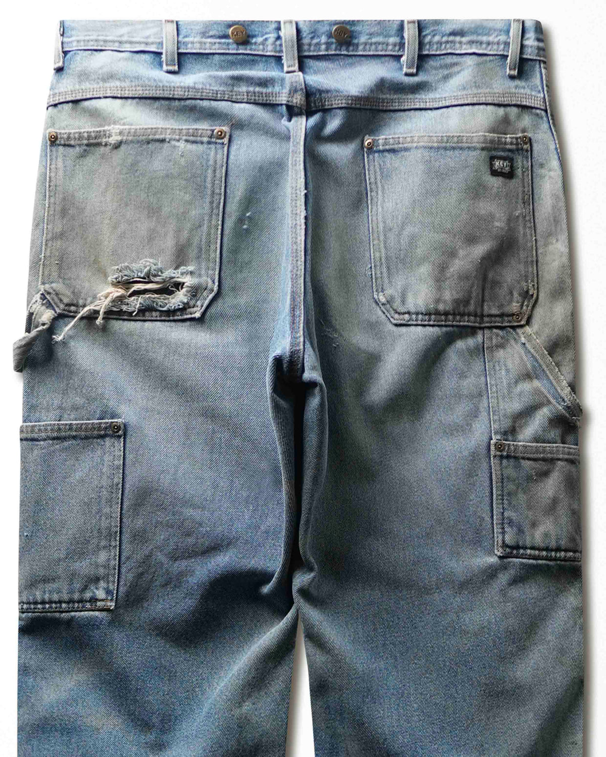 Vintage Key Light Wash Distressed Double Knee Pants - product view 5