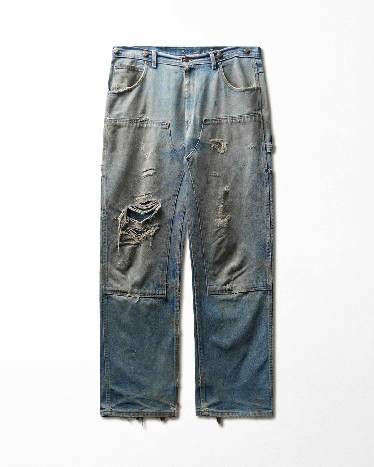 Vintage Key Light Wash Distressed Double Knee Pants - product view 1
