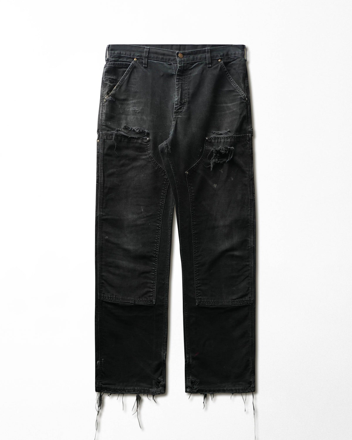 Vintage Carhartt Black Faded Distressed Double Knee Pants - product view 1