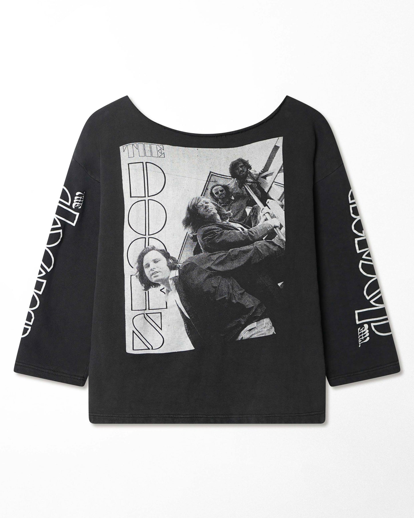 "THE DOORS JIM MORRISON" BLACK FADED RAW COLLAR SWEATER