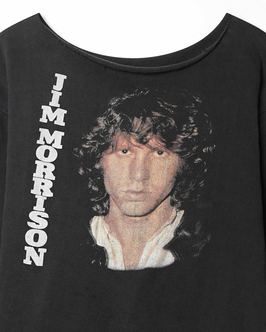 "THE DOORS JIM MORRISON" BLACK FADED RAW COLLAR SWEATER