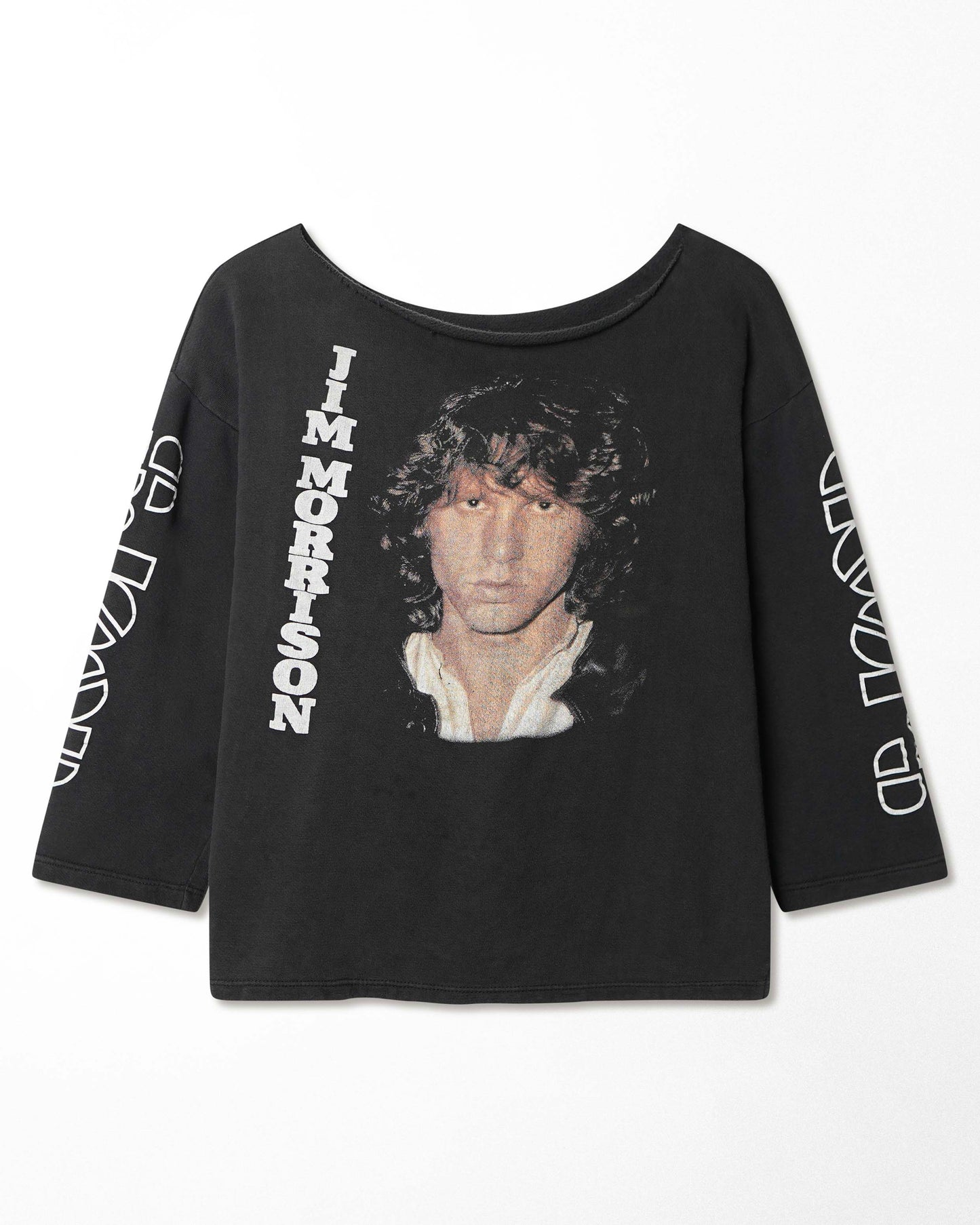 "THE DOORS JIM MORRISON" BLACK FADED RAW COLLAR SWEATER