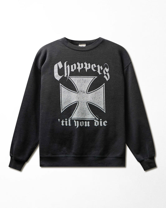 Vintage Lee "Choppers Til You Die Iron Cross" Black Sweater - product view 1