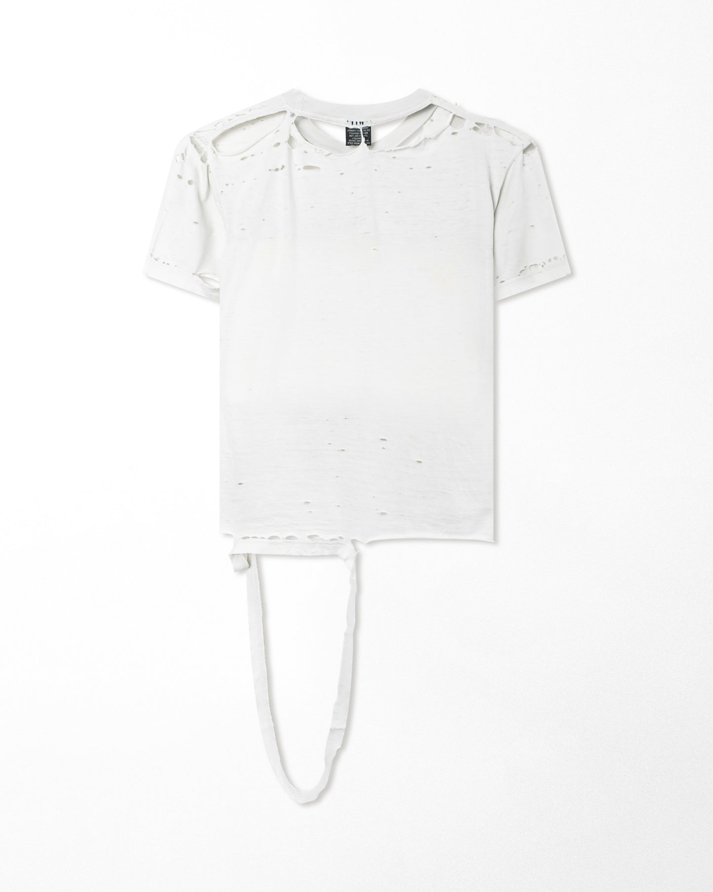 JW "ERECTION AHEAD" WHITE THRASHED T-SHIRT