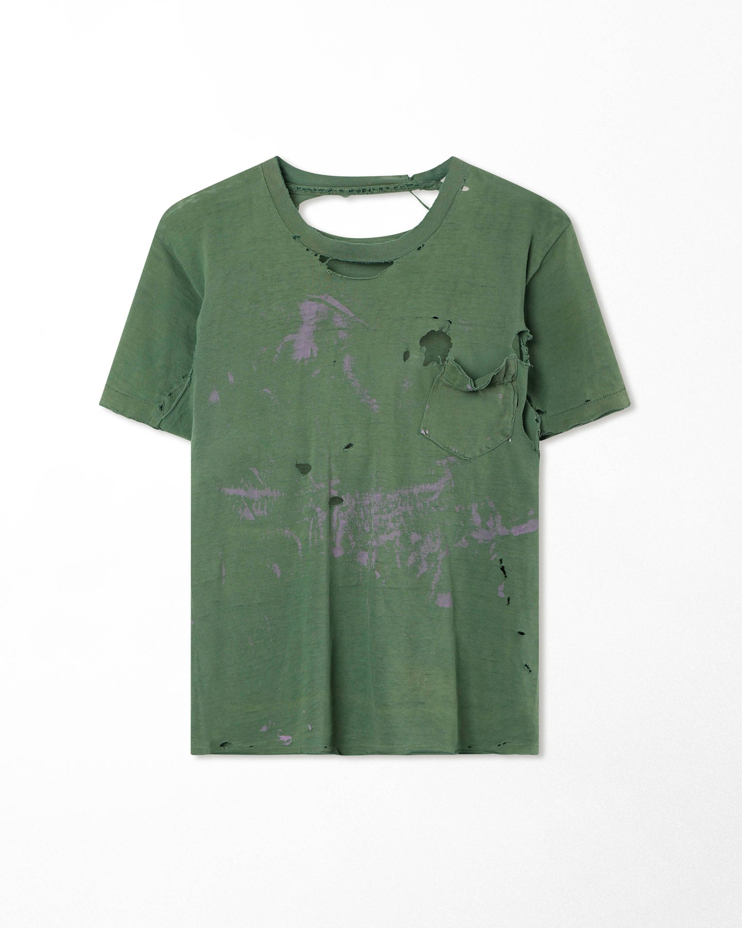 GREEN THRASHED POCKET T-SHIRT