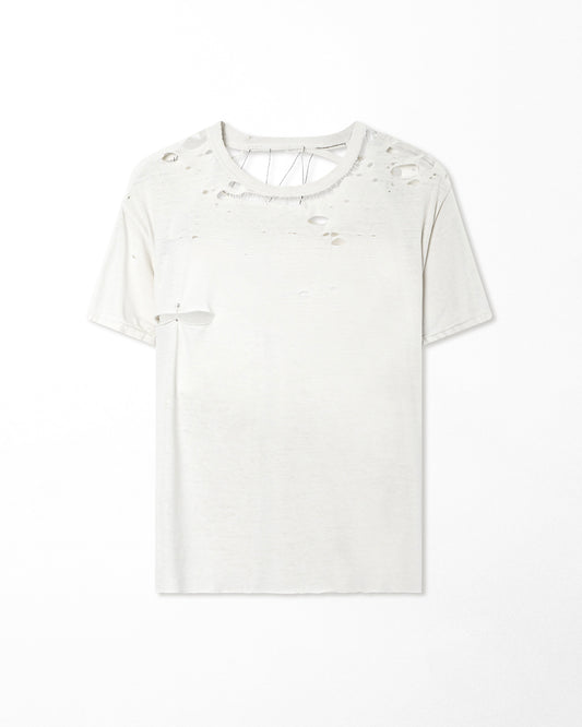 HANES WHITE THRASHED T-SHIRT