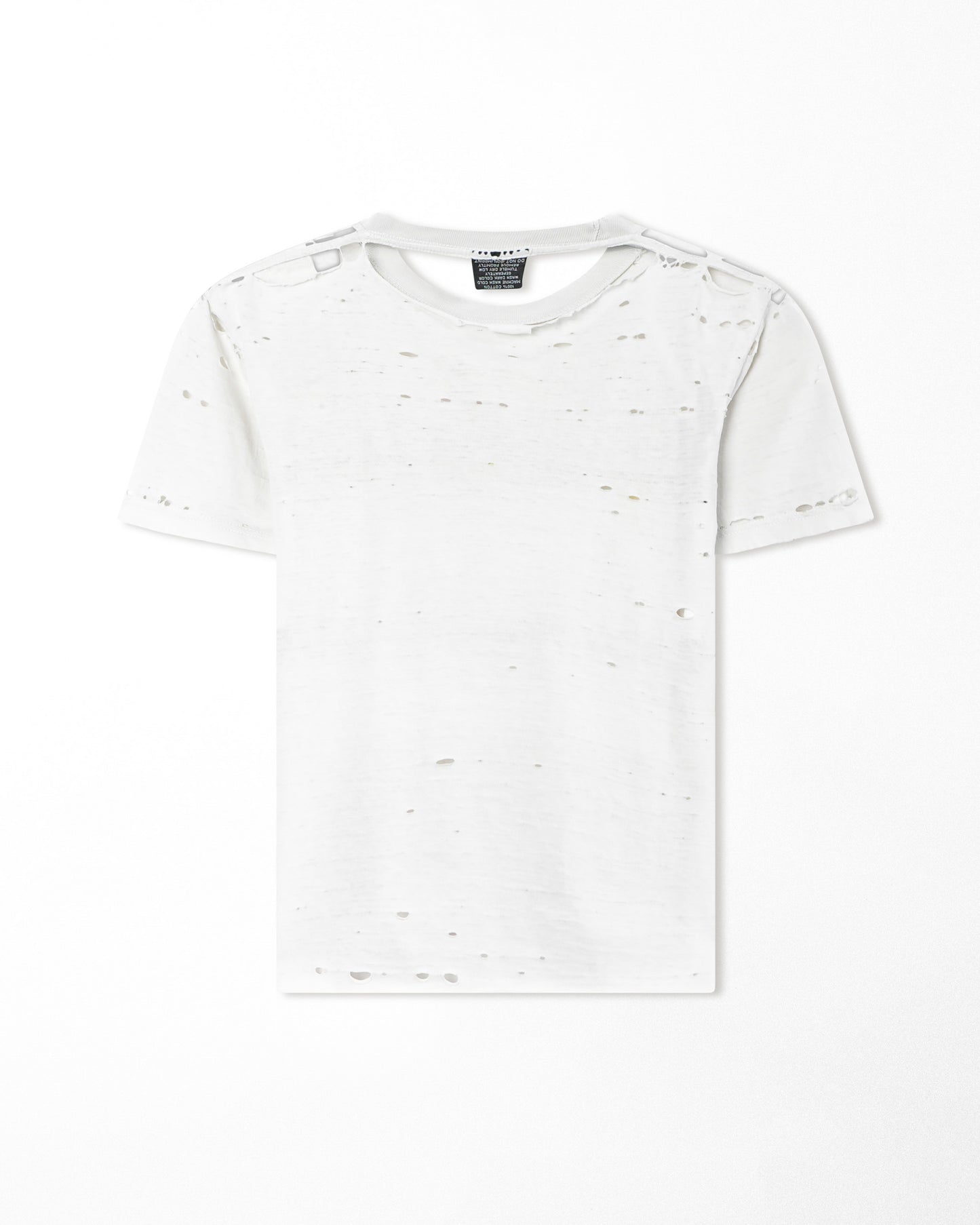 JW "ERECTION AHEAD" WHITE THRASHED T-SHIRT