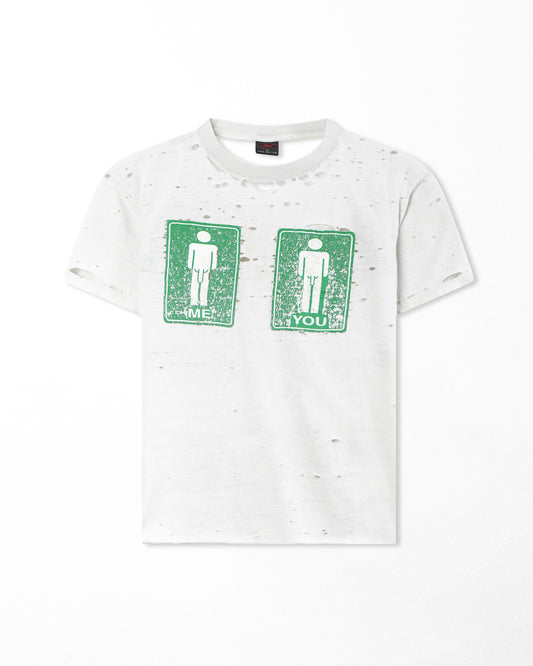 JW "ME YOU" WHITE THRASHED T-SHIRT
