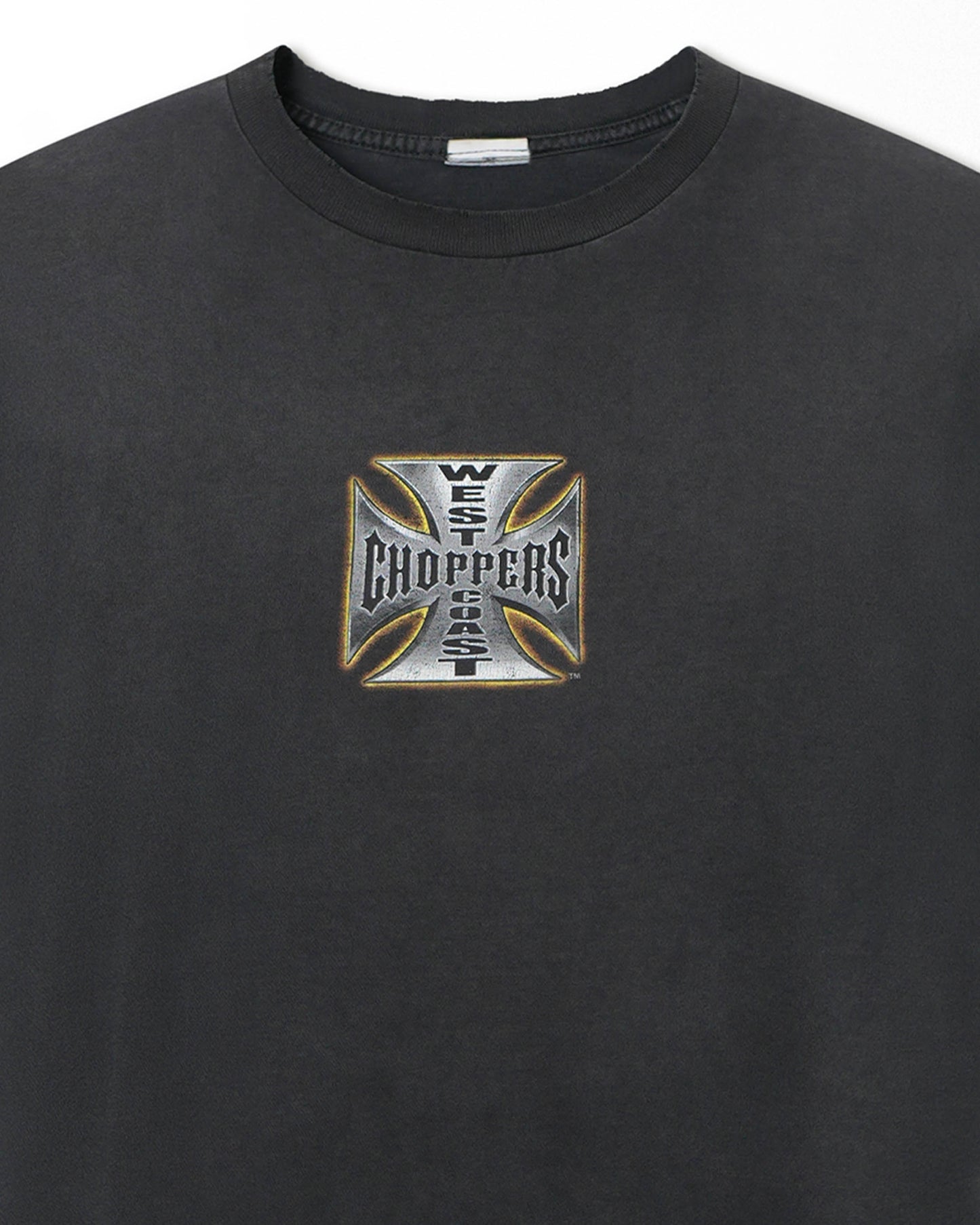 WEST COAST CHOPPERS "IRON CROSS" BLACK FADED T-SHIRT