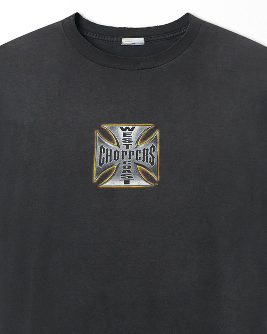 WEST COAST CHOPPERS "IRON CROSS" BLACK FADED T-SHIRT