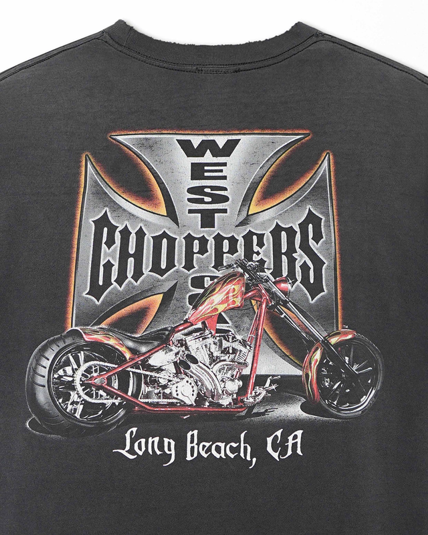 WEST COAST CHOPPERS "IRON CROSS" BLACK FADED T-SHIRT