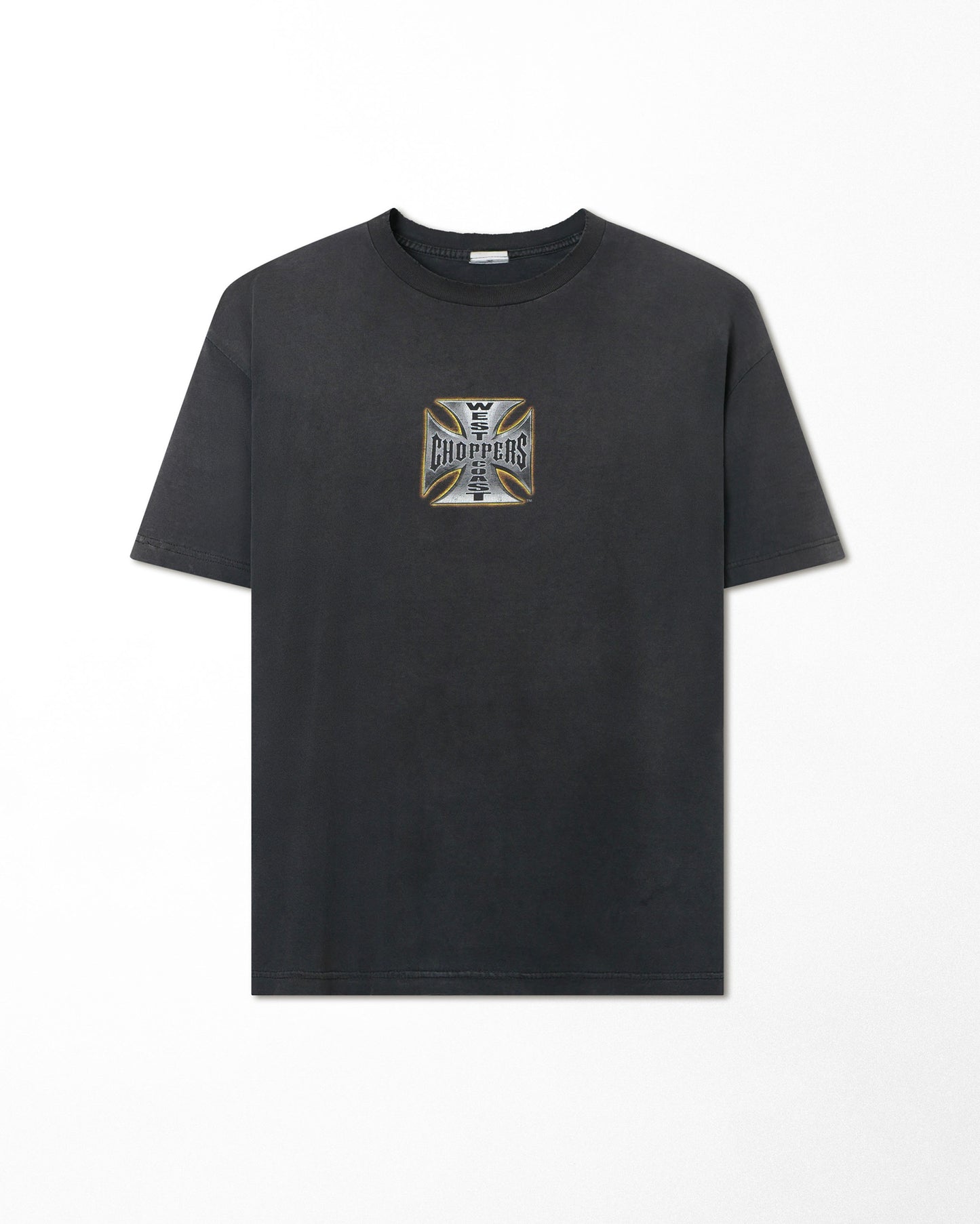 WEST COAST CHOPPERS "IRON CROSS" BLACK FADED T-SHIRT