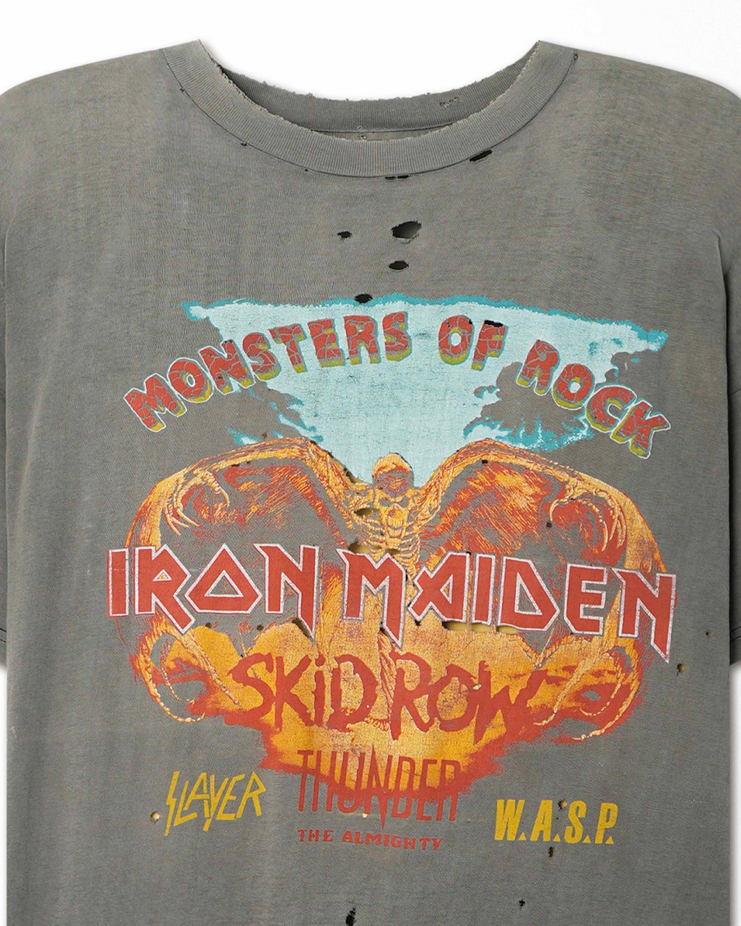IRON MAIDEN "MONSTERS OF ROCK" GRAY THRASHED T-SHIRT