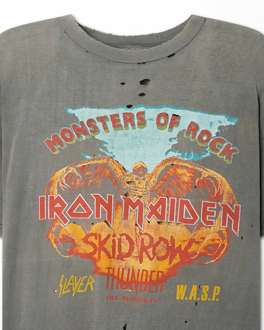 IRON MAIDEN "MONSTERS OF ROCK" GRAY THRASHED T-SHIRT