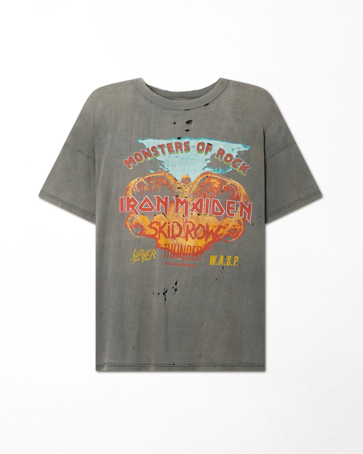 IRON MAIDEN "MONSTERS OF ROCK" GRAY THRASHED T-SHIRT
