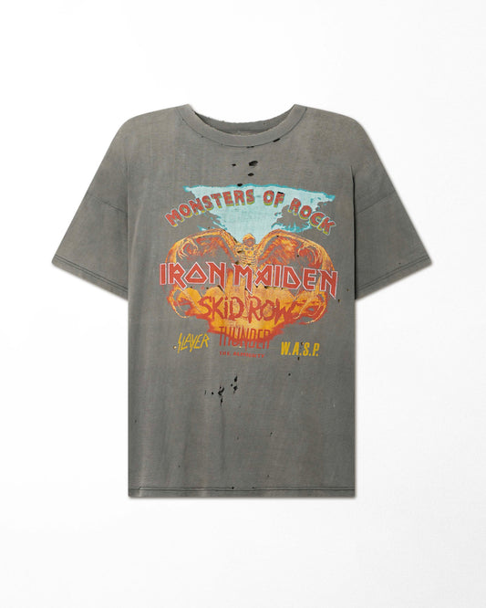 IRON MAIDEN "MONSTERS OF ROCK" GRAY THRASHED T-SHIRT