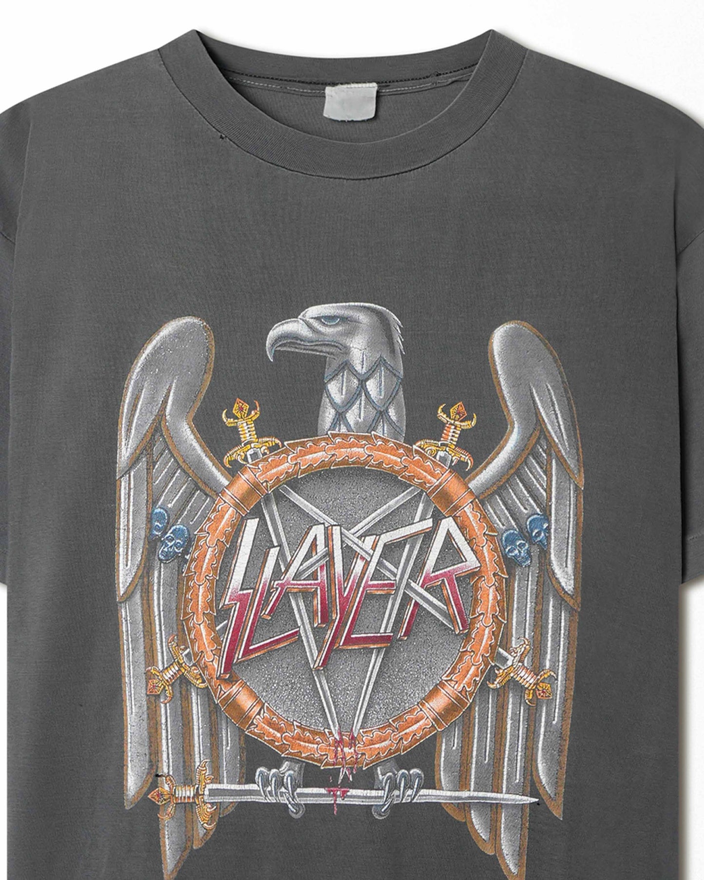 SLAYER "EAGLE EUROPEAN CAMPAIGN 1990" GREY FADED T-SHIRT