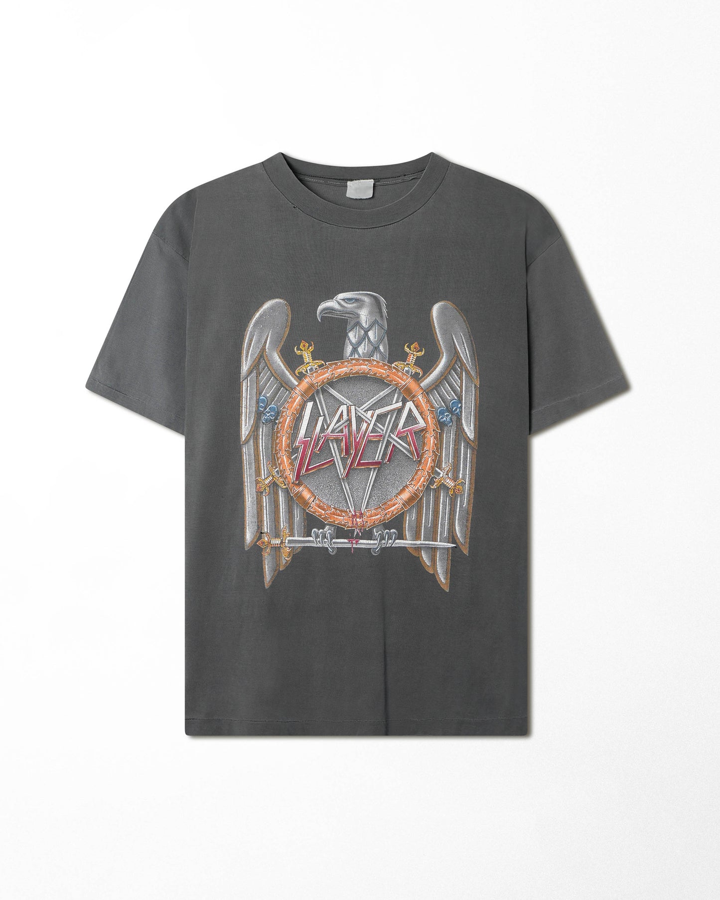 SLAYER "EAGLE EUROPEAN CAMPAIGN 1990" GREY FADED T-SHIRT
