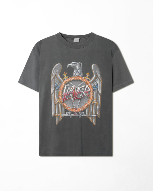 SLAYER "EAGLE EUROPEAN CAMPAIGN 1990" GREY FADED T-SHIRT