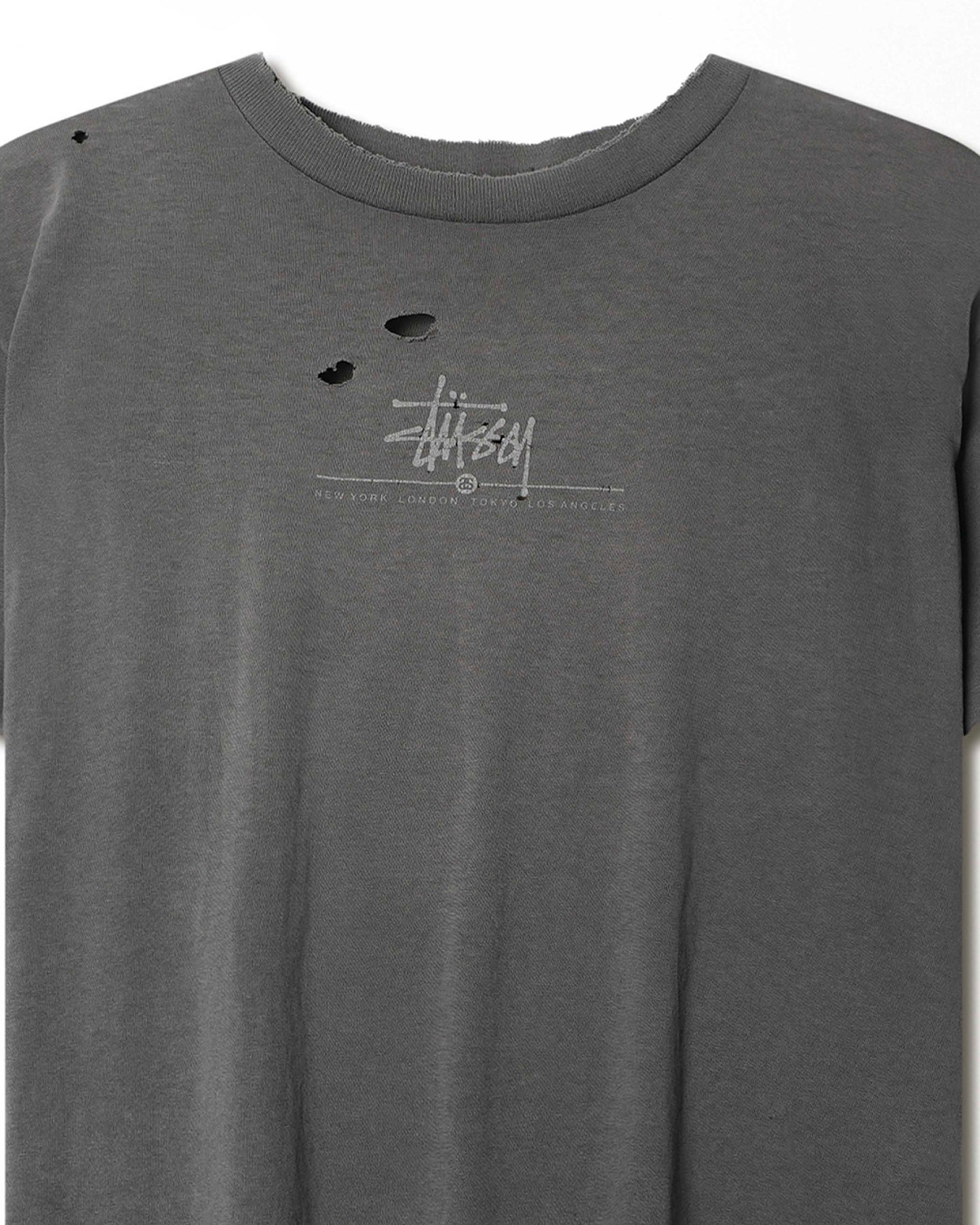 STUSSY GREY THRASHED T-SHIRT
