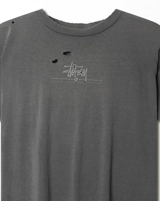 STUSSY GREY THRASHED T-SHIRT