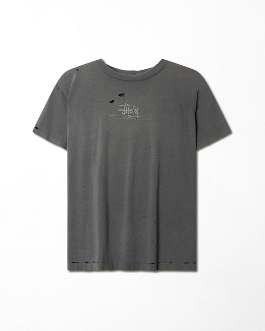 STUSSY GREY THRASHED T-SHIRT