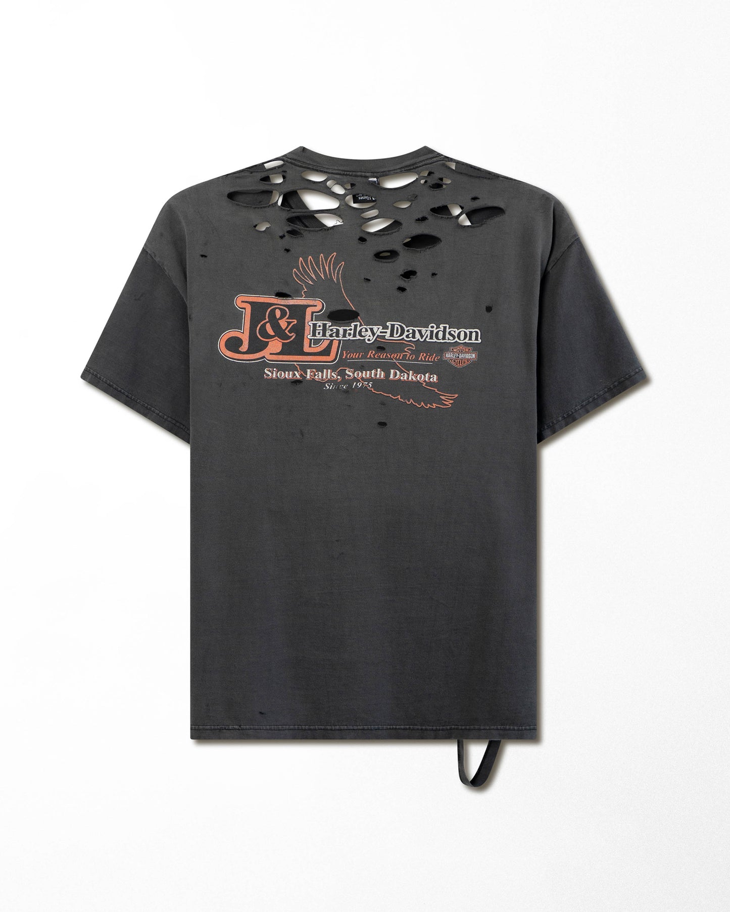HARLEY-DAVIDSON "J&L" BLACK THRASHED T-SHIRT